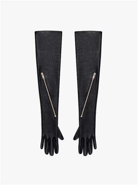 givenchy handschuhe|Voyou long zipped gloves in leather .